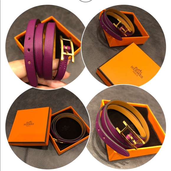 Hermes Jewelry - Hermès Hapi 3 Bracelet Calfskin w/ gold hardware